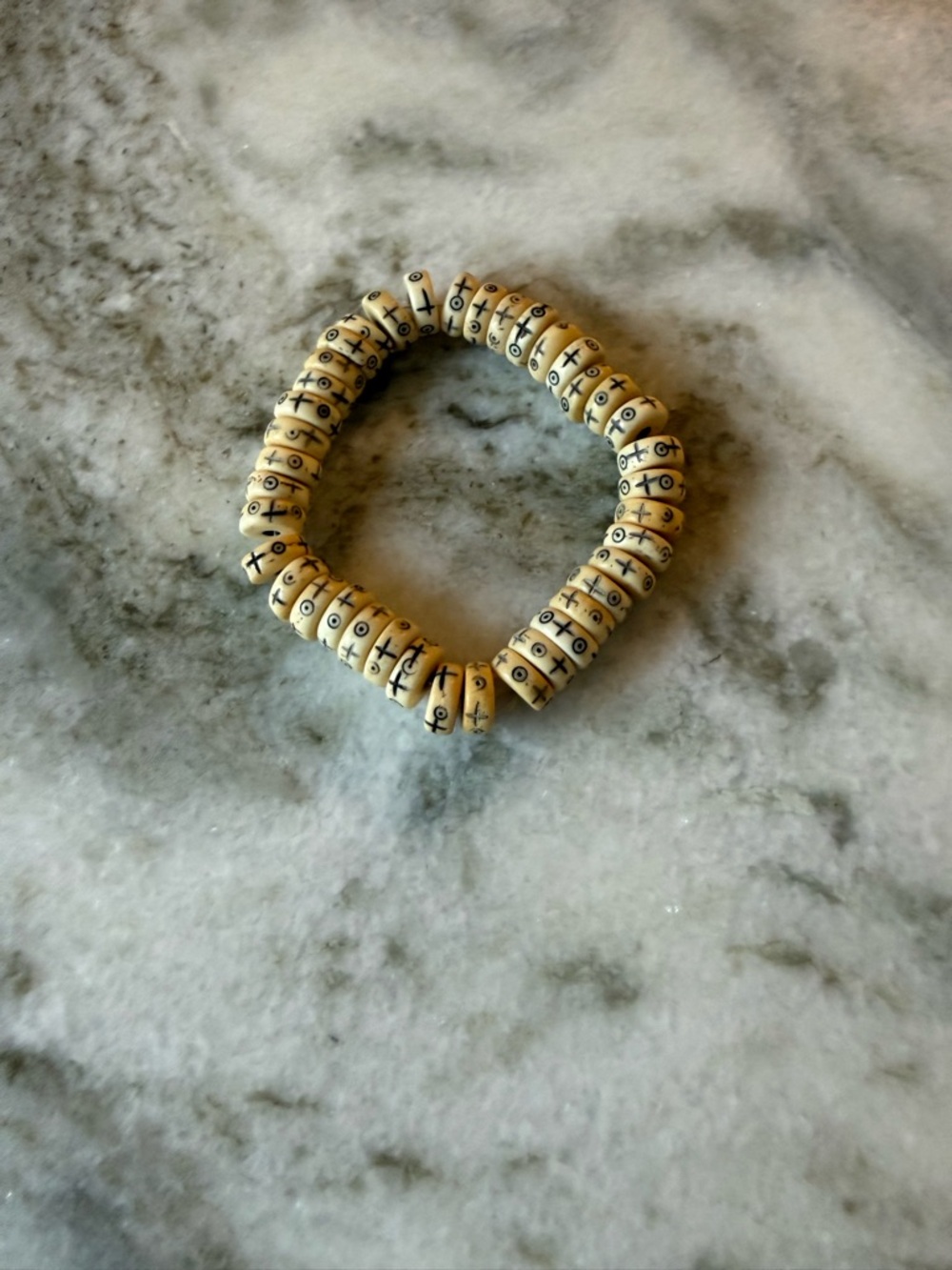 Carved Bone Bead Bracelet